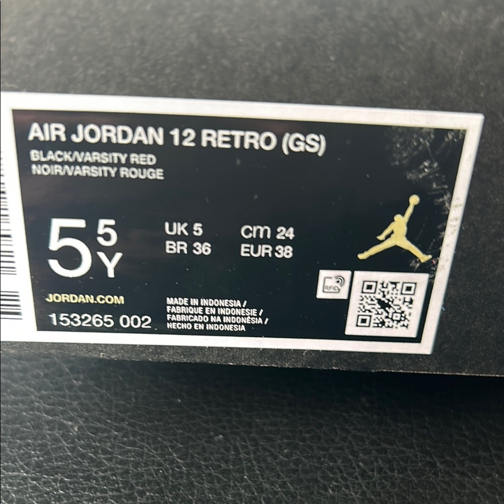 Air Jordan 12 Retro (GS) Black/Varsity Red Sneakers